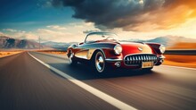Classic Car Speeding At The Highway Photography