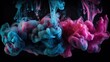 © RealPeopleStudio - Ink floats in swirls in a blue and pink fluid, concept of Fluid dynamics