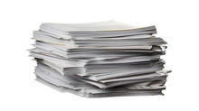 Stack Of Business Documents Papers. Isolated On Transparent Background.