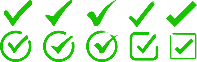 Wall Mural - green сheck mark icons set. validation icon vector.