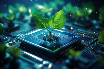 Poster - Chip digital electronic hardware circuit tech motherboard background board technology processor computing