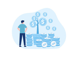 Wall Mural - A man investing and getting profit concept flat illustration