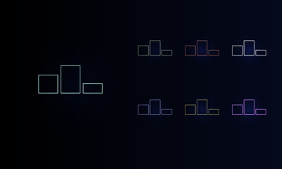 Poster - A set of neon winners podium symbols. Set of different color symbols, faint neon glow. Vector illustration on black background