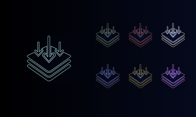 Poster - A set of neon absorbent symbols. Set of different color symbols, faint neon glow. Vector illustration on black background