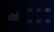 © Alexey - A set of neon chart line symbols. Set of different color symbols, faint neon glow. Vector illustration on black background