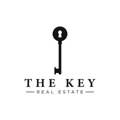 Fototapete - Retro luxury home or hotel or real estate key template logo with creative idea.