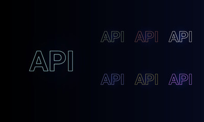 Poster - A set of neon api symbols. Set of different color symbols, faint neon glow. Vector illustration on black background