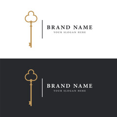 Wall Mural - retro luxury home or hotel or real estate key template logo with creative idea.