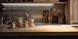 © Agustin - Modern kitchen with table for displaying products. Generative AI.