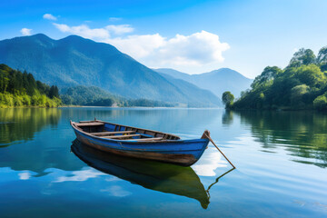 Wall Mural - Nature's Canvas: Sunny Day on the Mountain Lake