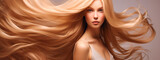 Fototapeta  - Long beautiful silky female hair. Generative AI.