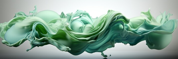 green splash forming waves isolated on white background