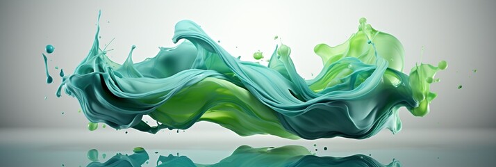 Wall Mural - green splash forming waves isolated on white background