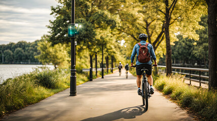 Wall Mural - person riding a bicycle