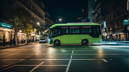 Wall Mural - bus on the night road