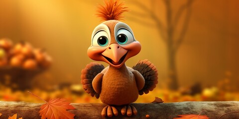 Wall Mural - cute Thanksgiving turkey character cartoon 