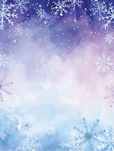 Snowfall background, Watercolor abstract blue and purple vignette background, winter season artistic background