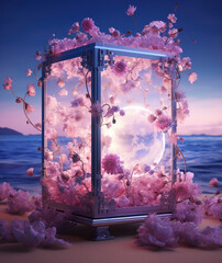 Wall Mural - pink lantern with flowers