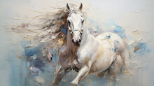 White Knight Abstract Illustration Painting Pastel Colors Fantasy World Hero On Horse Background For Print Poster Imagination Artistic Modern Art Soft Emotional Closeup Vibrant Smeared Generative AI