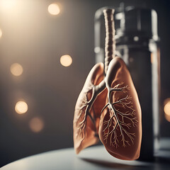 Lungs and bronchus on black background. 3d rendering