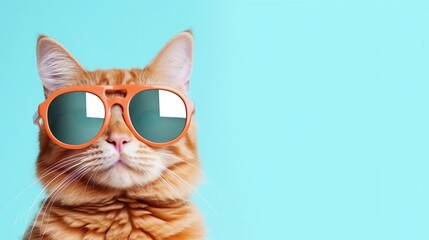 Wall Mural - funny ginger cat wearing sunglas