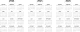Fototapeta Mapy - Calendar 2024 Start Monday 2025 and 2023 planner template