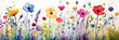 watercolor abstract flowers meadow
