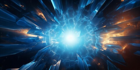 Aufkleber - Nuclear Fusion Ablaze: An Artistic Explosion of Blue Energy in the Cosmic Backdrop