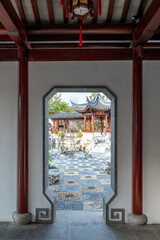 Poster - Chinese garden courtyard building entrance gate