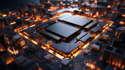Poster - Closeup hardware background of motherboard. Circuit cpu microchip digital processor. Concept of technology. Ai generative illustration
