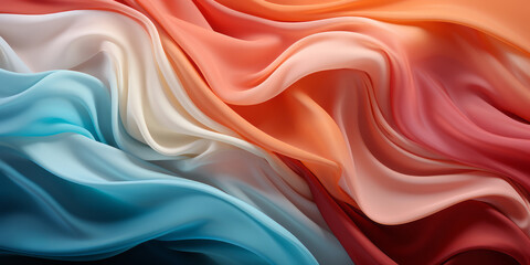 Fototapete - Color ribbon pattern background. Texture waves presentation backdrop. Ai generative