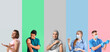 © Pixel-Shot - Set of people after vaccination and doctors on color background