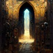 worldMedieval gatekeeper door wallpaper illustration 