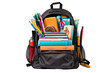 Scholarly Backpack Laden with Books on isolated background