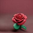 © Waqar - Red rose on a green background with copy space. 3d rendering