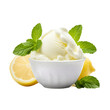 lemon sorbet with mint isolated on white background, ai generated