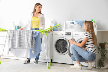 Poster - Female students doing laundry in dormitory