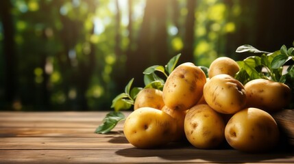 potatoes on a wooden table