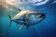 Illustration of giant tuna under the sea. Generative AI