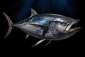 Wall Mural - Illustration of giant tuna under the sea. Generative AI