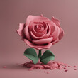 © Waqar - Pink rose on a pink background. 3d render. Love concept