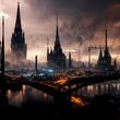 futuristic dark fantasy prague cityscape environment panoramic view architectural photography hyperrealistic dynamic perspective cinematic lighting 16k ultrarealistic render unreal engine ar 169 v 4 