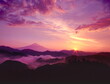 雲海に浮かぶ夜明けの富士山・静岡県静岡市清水区吉原にて