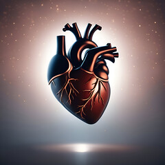 Wall Mural - Human heart on a dark background. Vector illustration. Eps 10.