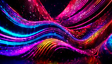 Abstract Seamless Background Of Neon Light In Lines And Weaves