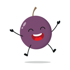 Wall Mural - Cute happy passion fruit cartoon. Funny victory jump celebration fruit cartoon emoticon in flat style. closet vector illustration