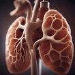 Human kidney anatomy. 3d render medical illustration. Internal organs.