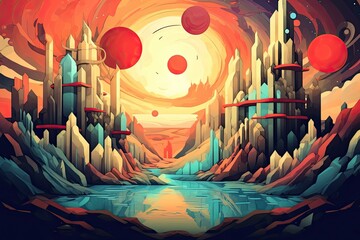 Wall Mural - Abstract Shapes Background: Surreal Dreamscape - Captivating Visual Display of Otherworldly Imagery, generative AI