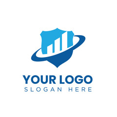 Poster - this image is a logo of a graph bar on a shield for finance or business related company logo