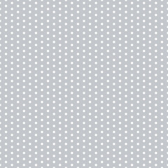 Poster - Polka dot seamless pattern. White dots on grey repeated background. Swatch template for textile, fabric, plaid, tablecloths, clothes. Vector wallpaper
